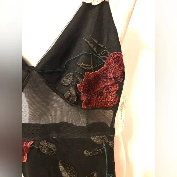 NWT Beautiful Blue Blush Dress with Red and White Floral Details - Picture 6 of 15